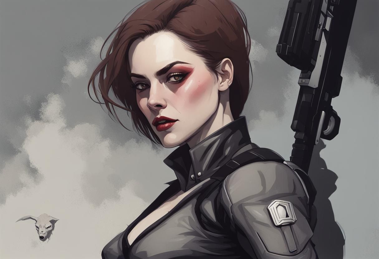 Pale Female Hitwoman Portrait