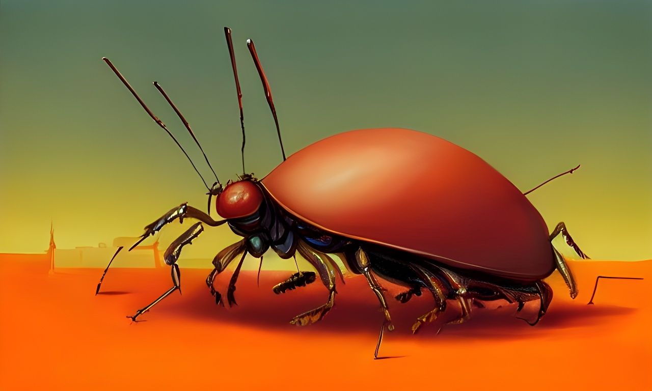 Obese Cyber Bug in Surreal Sci-Fi Style