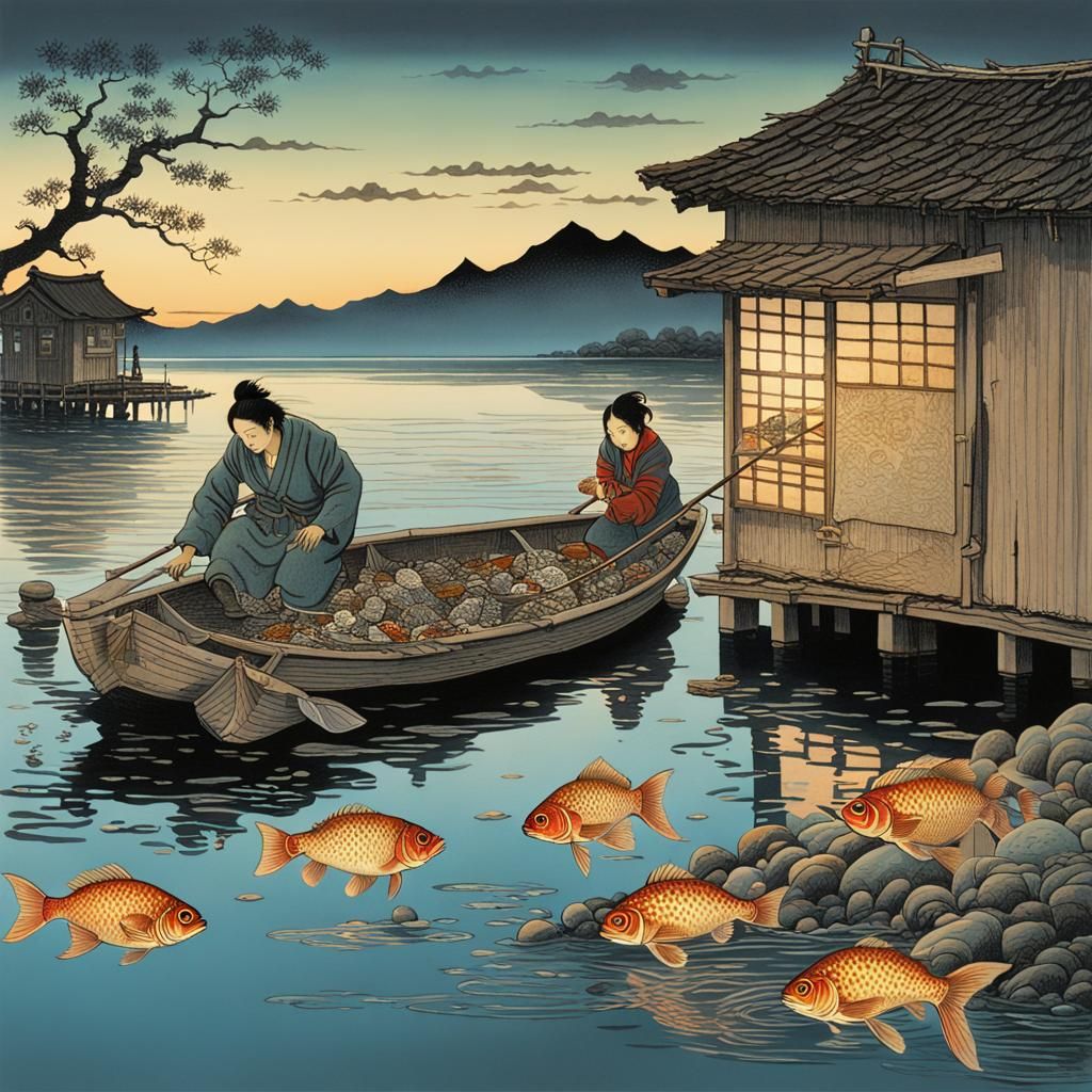 Fisherman's Golden Find: Ukiyo-e Book Illustration