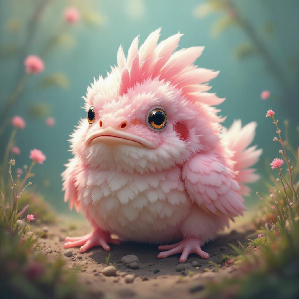 Frogfish-Chicken Hybrid in Dreamlike Setting