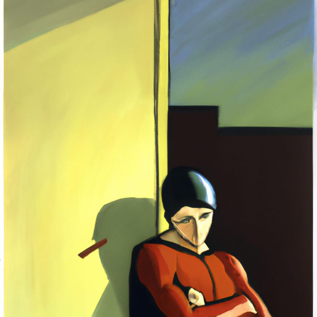 Robin Character in Edward Hopper Style Painting