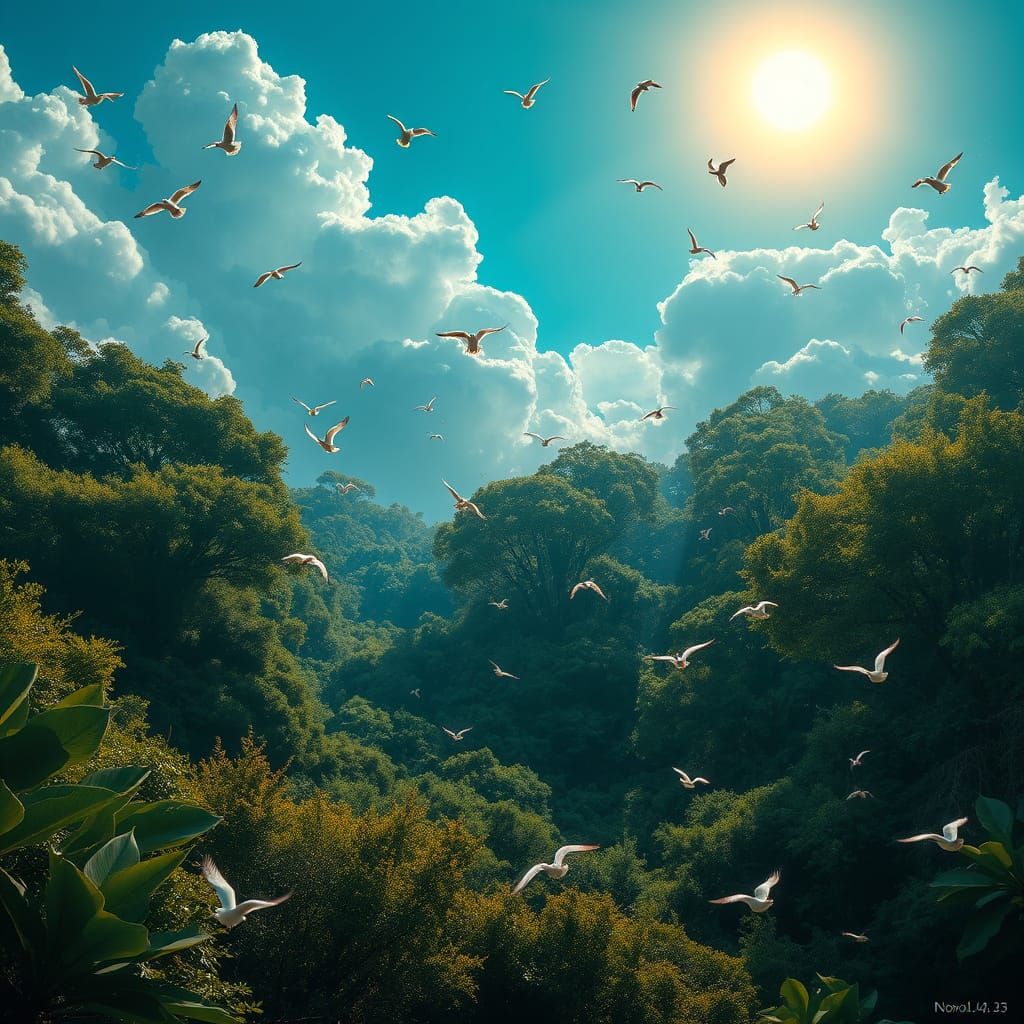 Vibrant Lush Forest in Dreamlike Fantasy Style