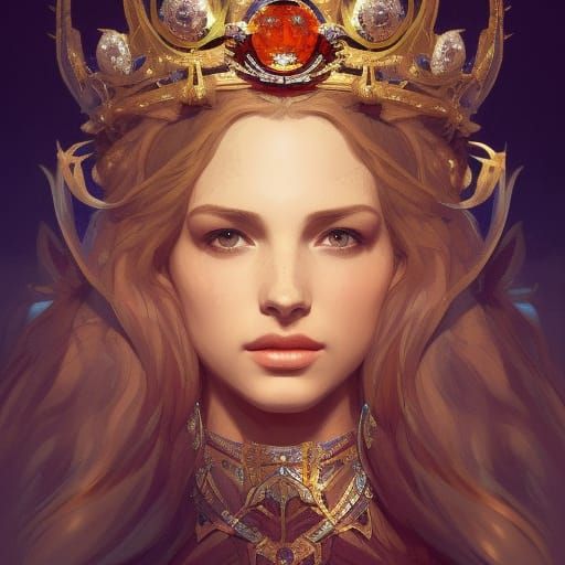 Majestic Queen with Root Crown: Fantasy Art