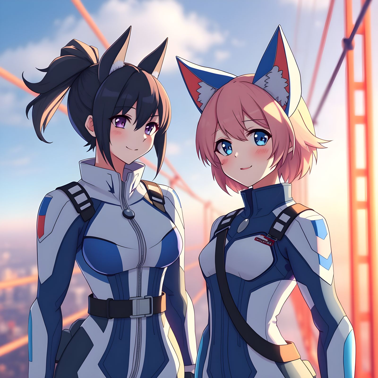 Anime Girls on Flightline in 3D Style