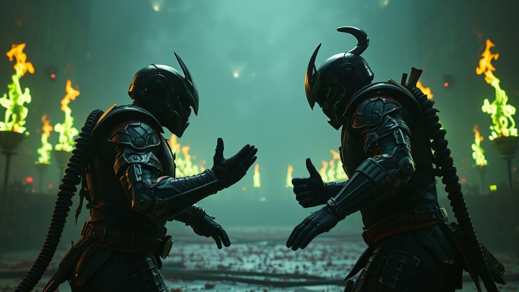 Cyberpunk Arena Clash: Scorpion vs Sub Zero