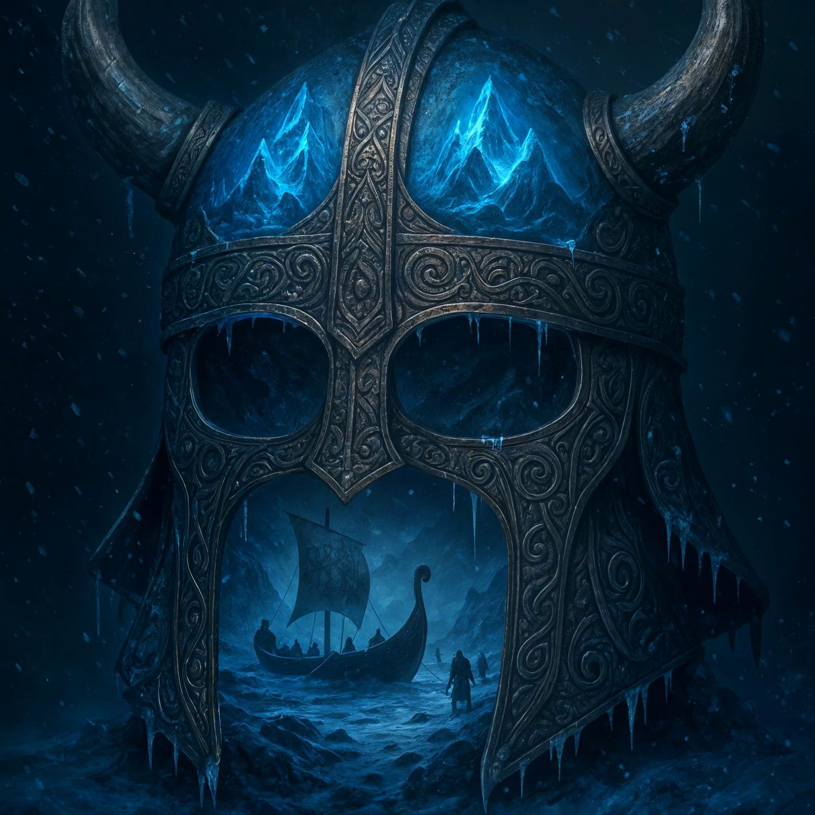 Viking Helmet Holding Miniature Worlds in Fantasy Epic