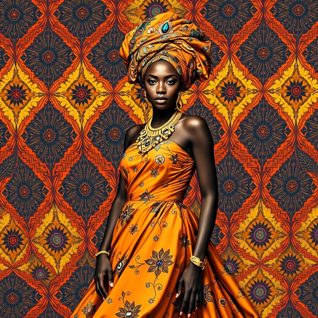 African Royalty in Vibrant Textiles