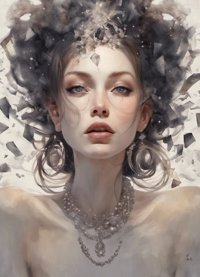 Laughing Beauty Portrait in Detailed Digital Art Style