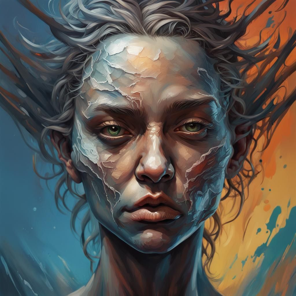 Half Angel Half Demon Visage in Splash Art