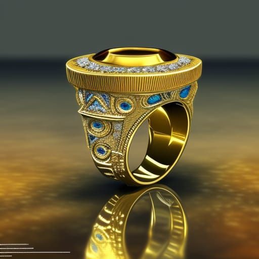 Golden ring set with snall diamonds