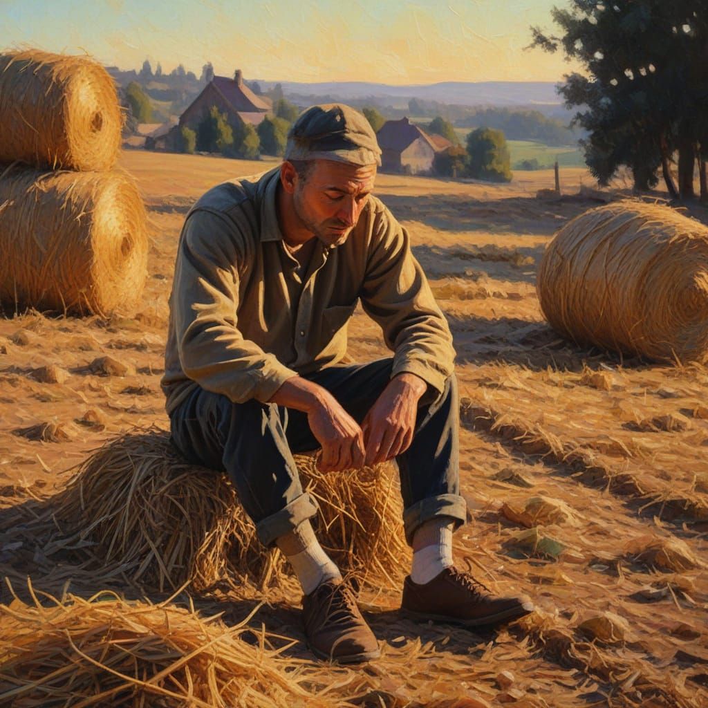Impressionist Oil Painting of Person Mashing Potatoes