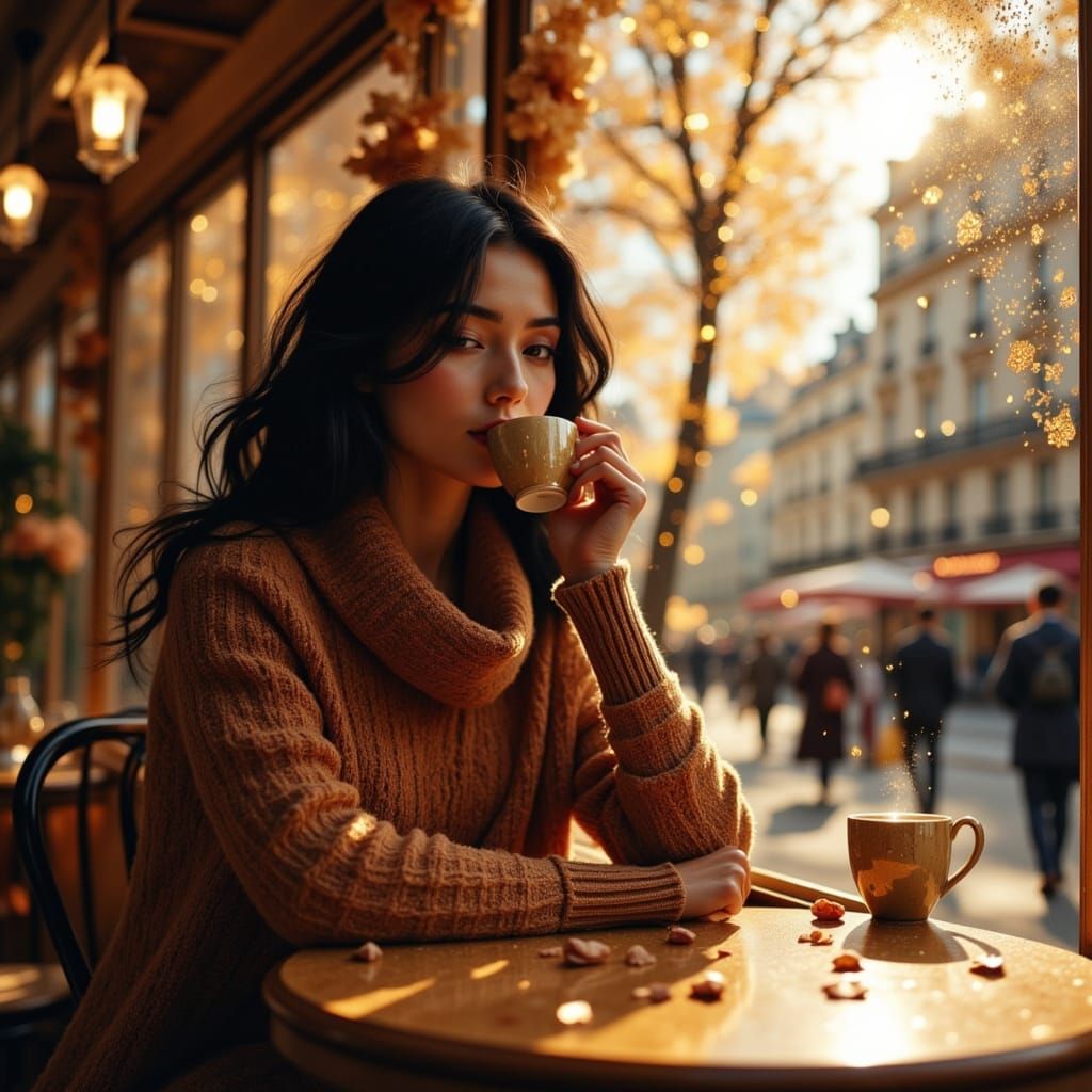 Parisian Cafe Scene in Dreamlike Painterly Style