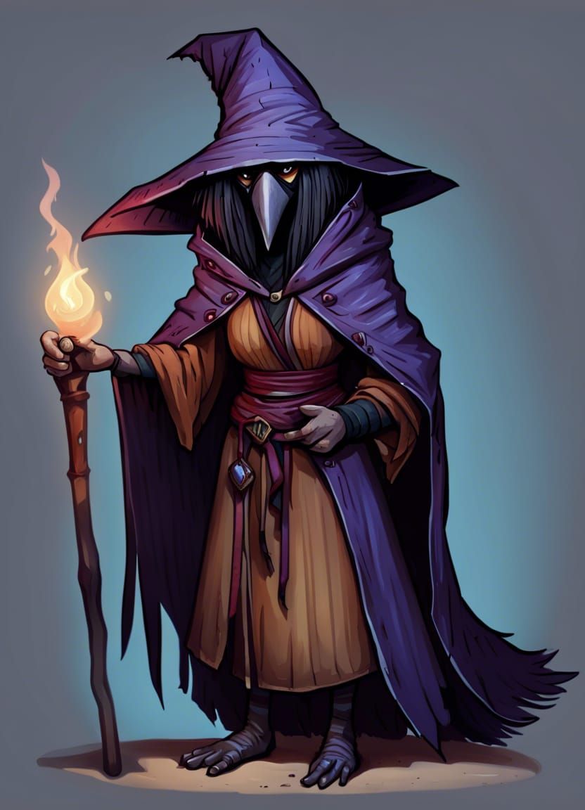 Sad Kenku Wizard Portrait in Dungeons and Dragons Style