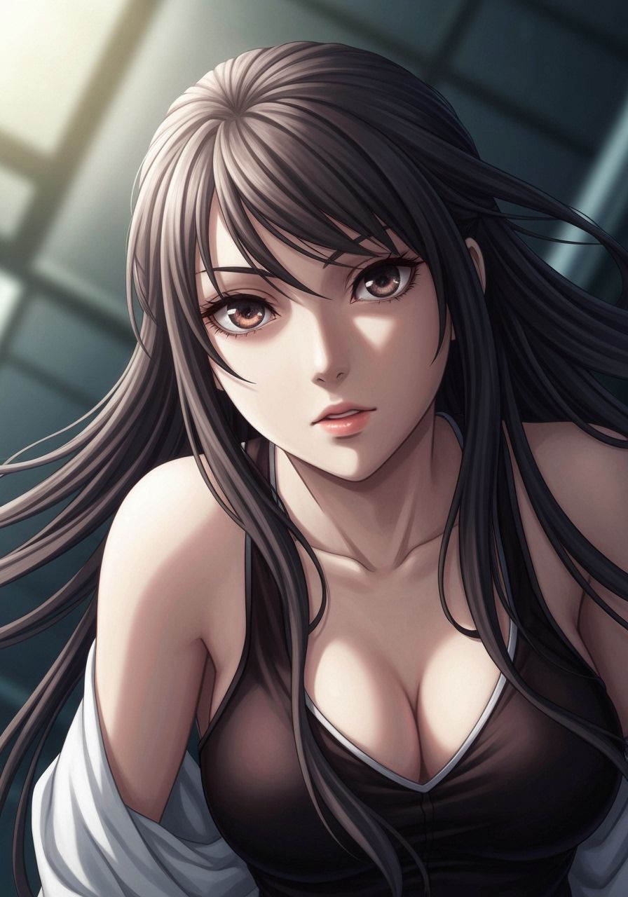 Anime Woman in Dynamic Pose with Intricate Cel Shading