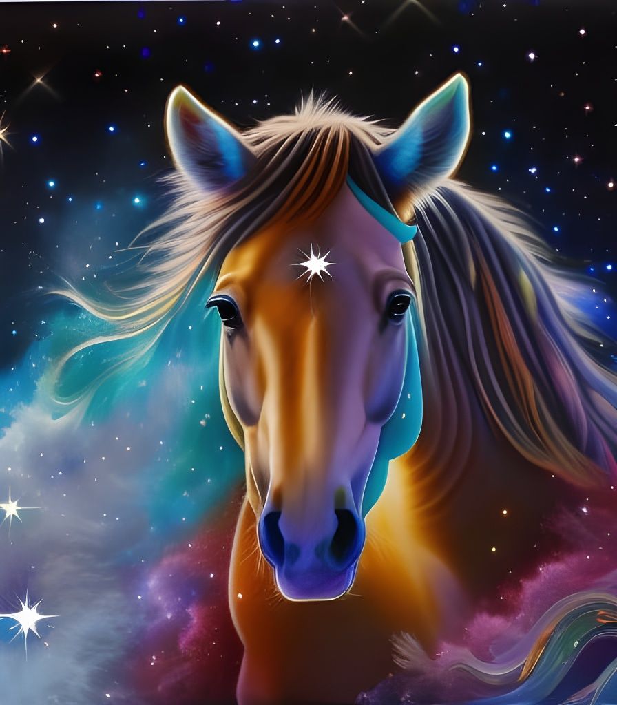 Celestial Cosmic Horse Made of Stars: 8K Illustration