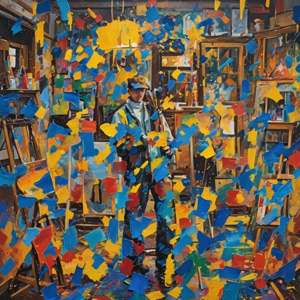 Artist in Studio: Oil Painting in Abstract Expressionism