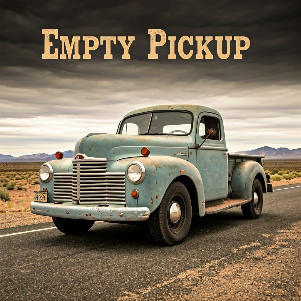 Rustic Country Landscape with Old Pickup Truck