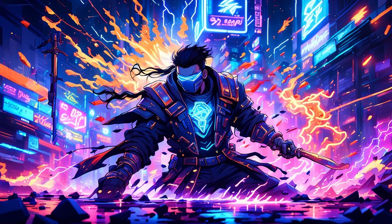 Neon Knight Versus Wild Artist in Cyberpunk Style