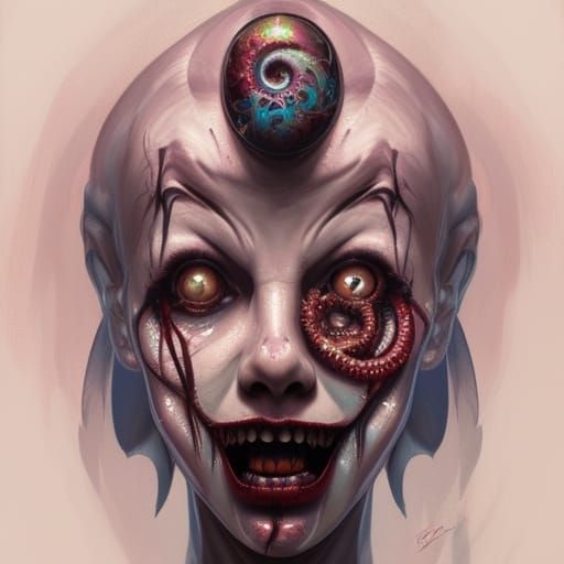 Gothic Horror Clown Portrait in Eldritch Style