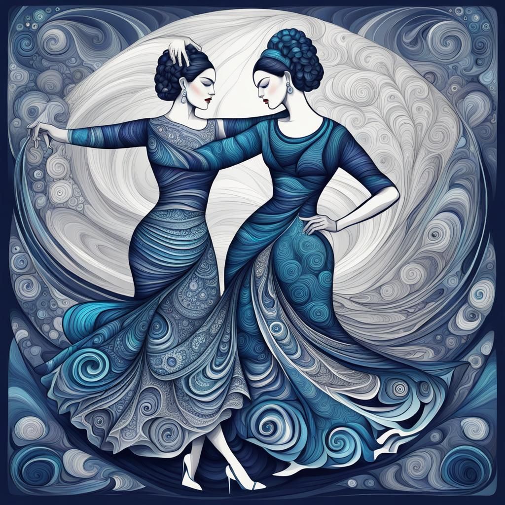 Argentine Tango Dancers in a Surreal Style