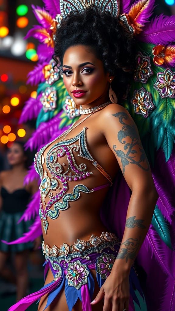 Ethereal Samba Queen in Hyperrealistic Portrait