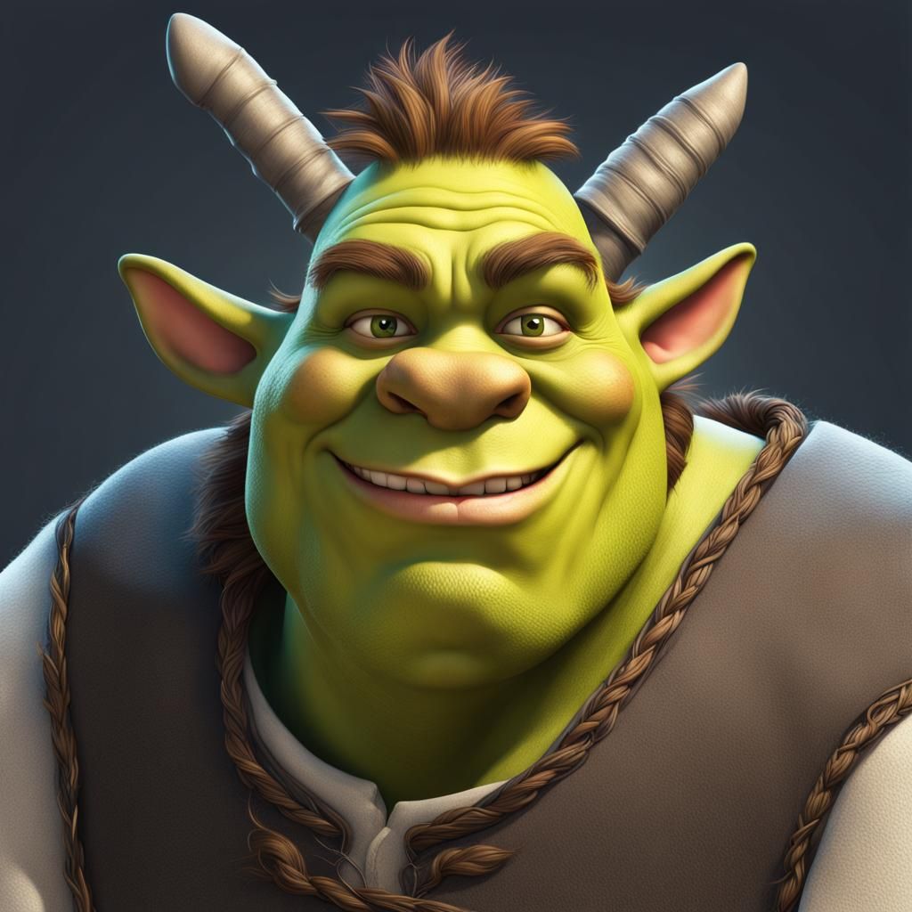 Shrek and Donkey Portrait in Fantasy Art Style