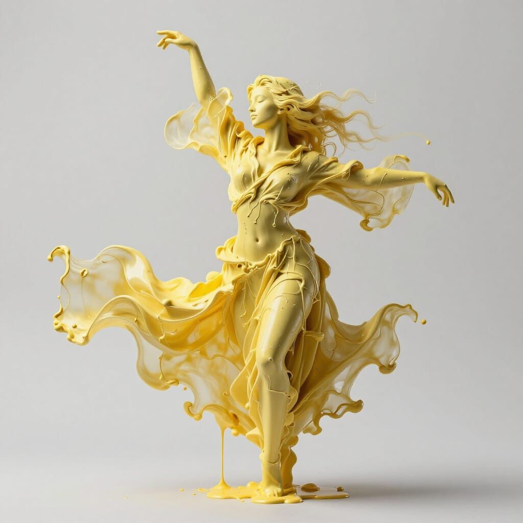 Smoke Sculpture Portrait of a Woman in Impasto Style