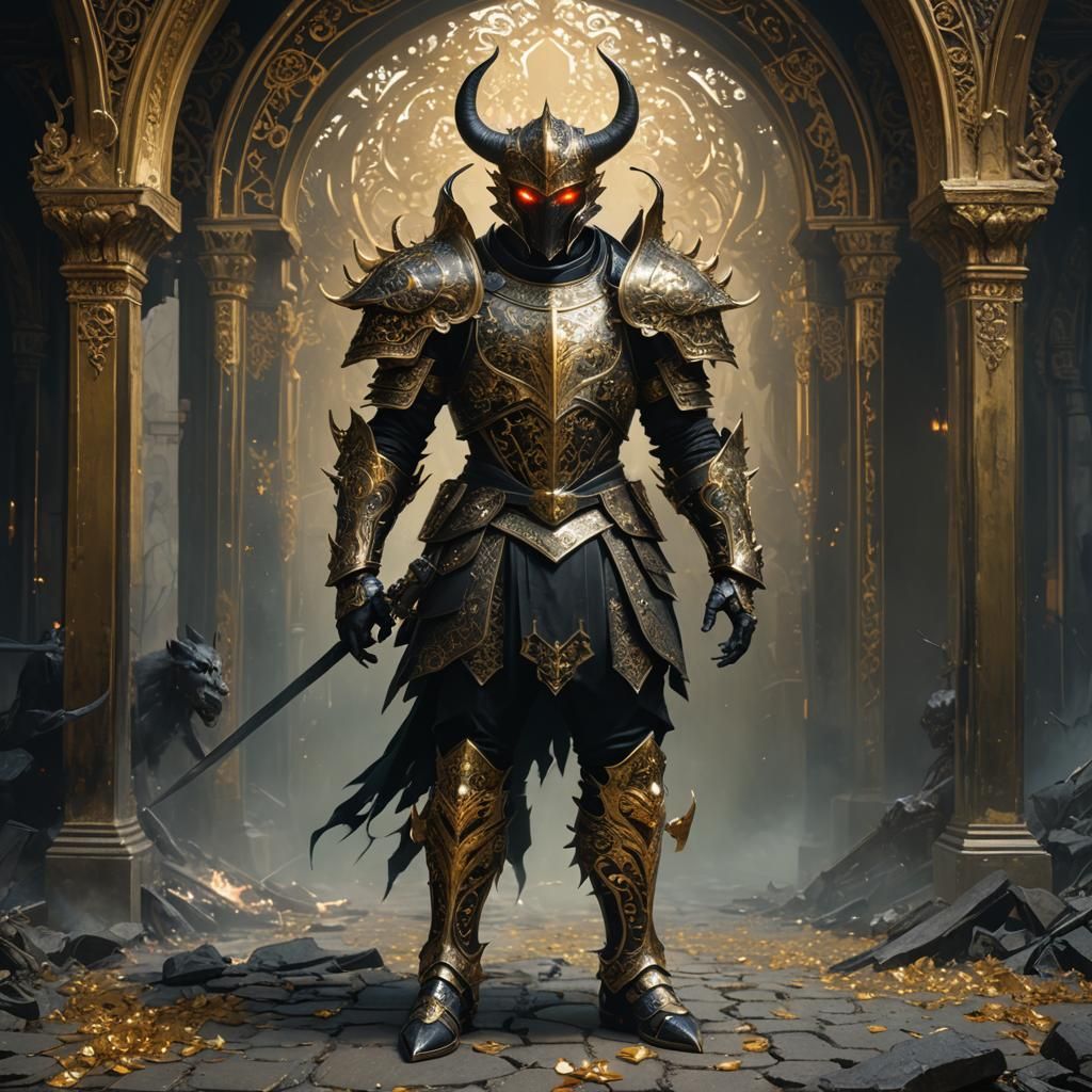 Fierce Demon Portrait with Glowing Eyes