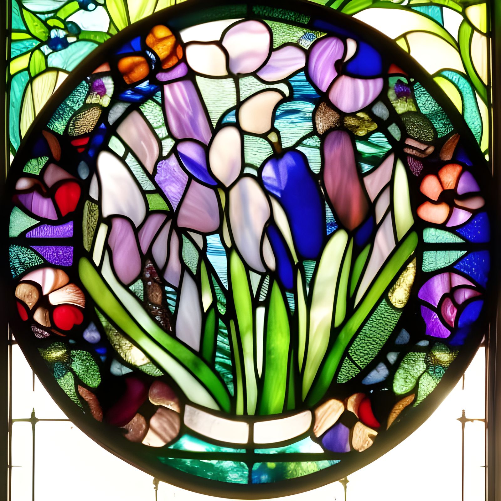 Spring Flowers in Stained Glass Style
