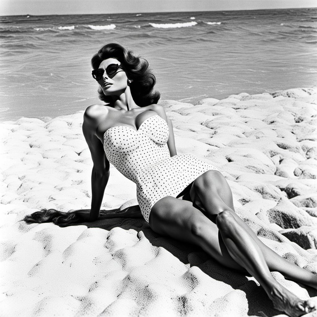 Woman Sunbathing on a Tropical Beach