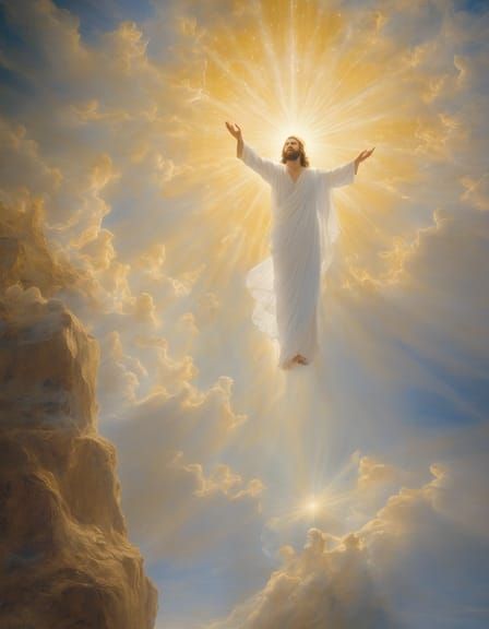 Jesus Ascending to Heaven in Divine Light