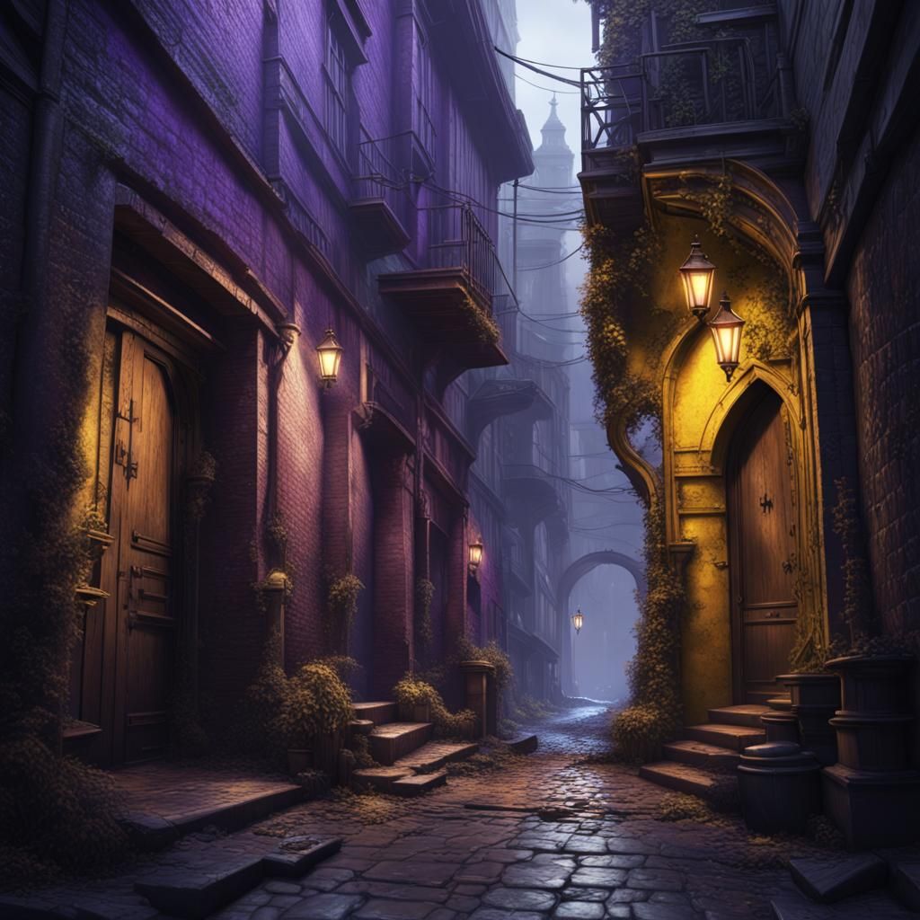 Tall Blond in Dark Alley: Fantasy Art