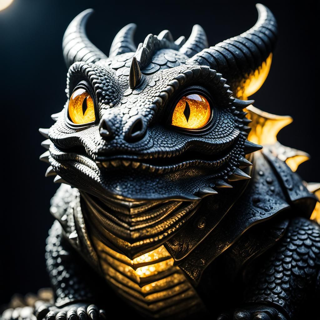 Cute Baby Dragon Gargoyle in Sunlight: Hyperrealistic Portra...