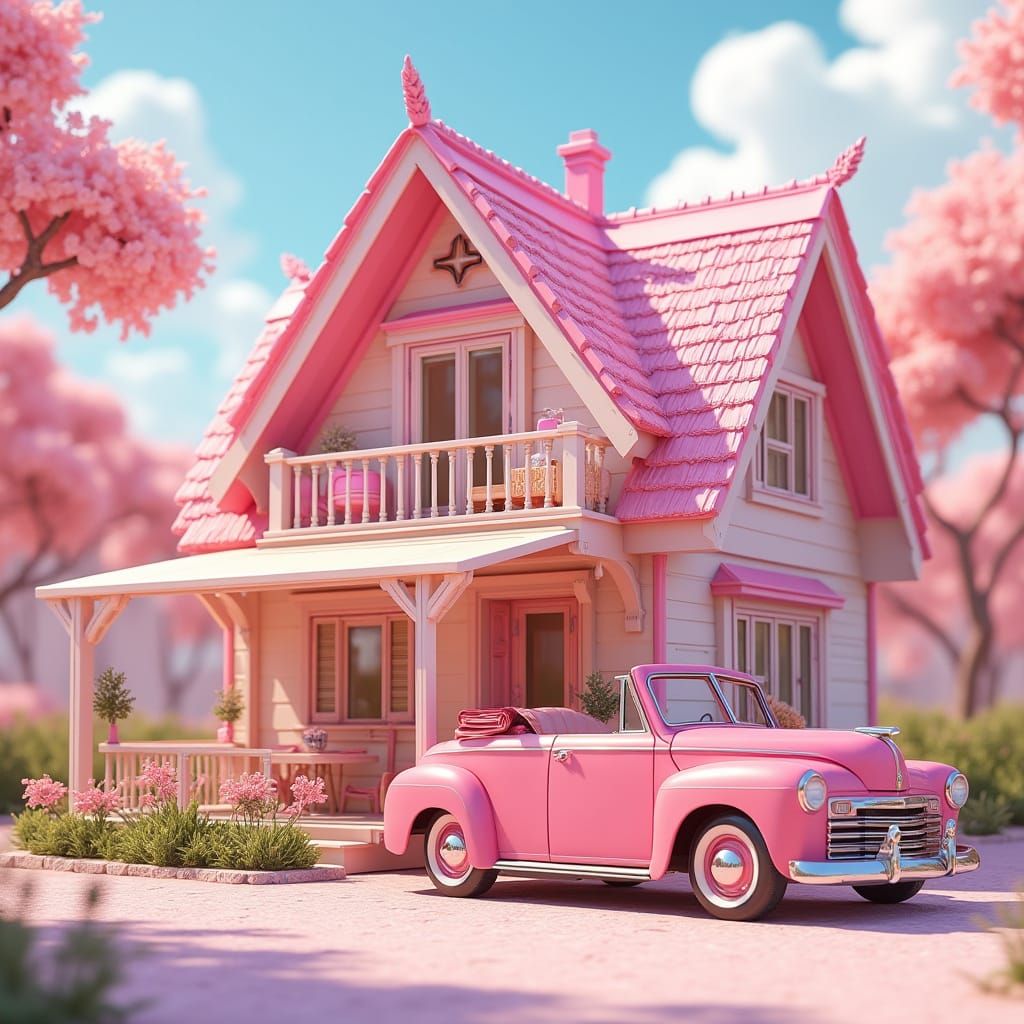 Barbie Doll Mansion in Vibrant Anime Style