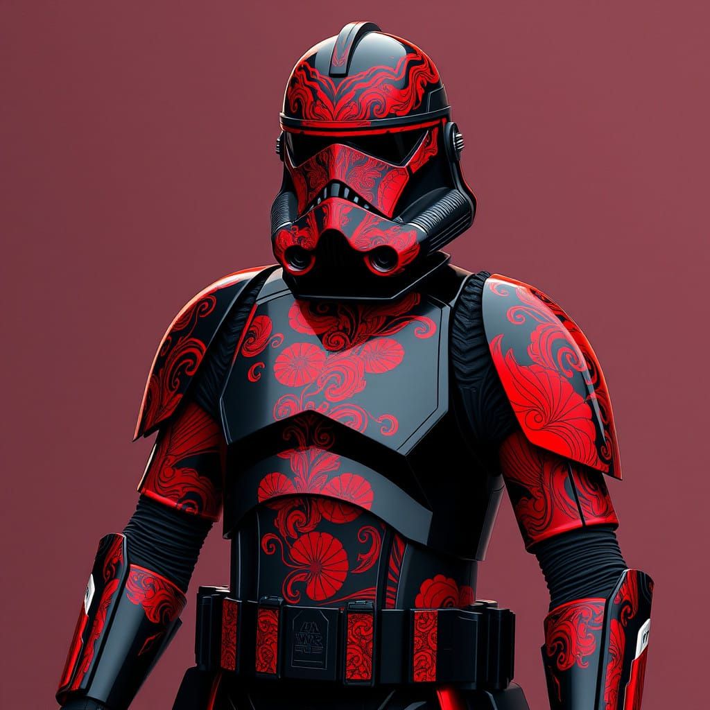 Vibrant Red Clone Trooper Armor in High Contrast Polychromat...