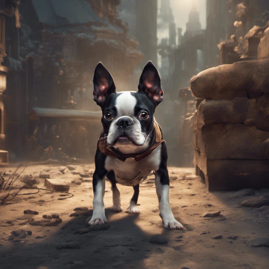 Boston Terrier in a Dramatic Digital Painting