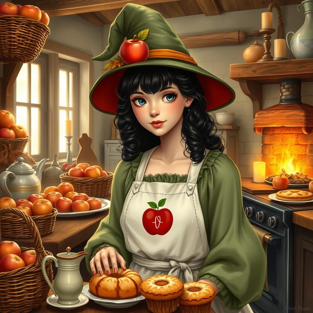 Whimsical Witch Bakes Autumnal Delights in Cozy Cottage