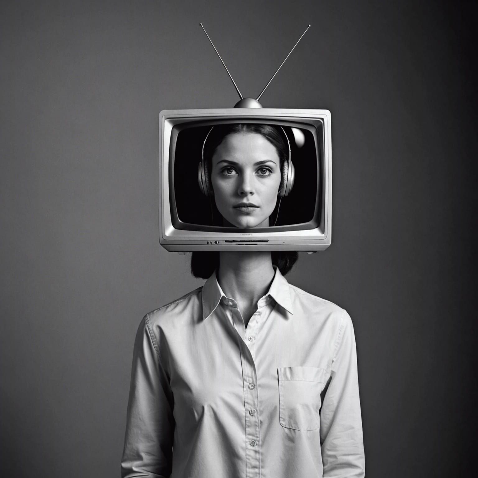 Surreal TV Headed Woman