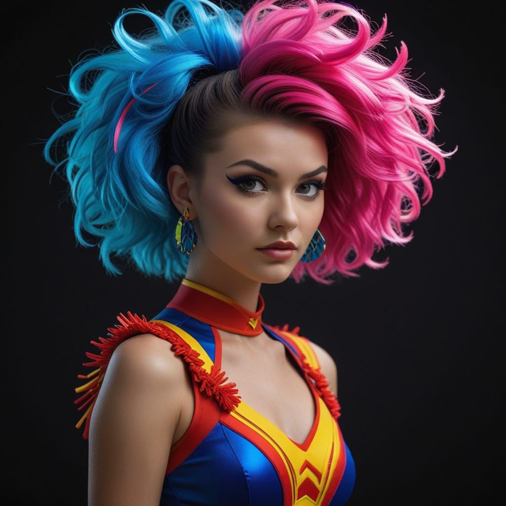 Retro-Futuristic Cheerleader Blends Neon and Rebellion