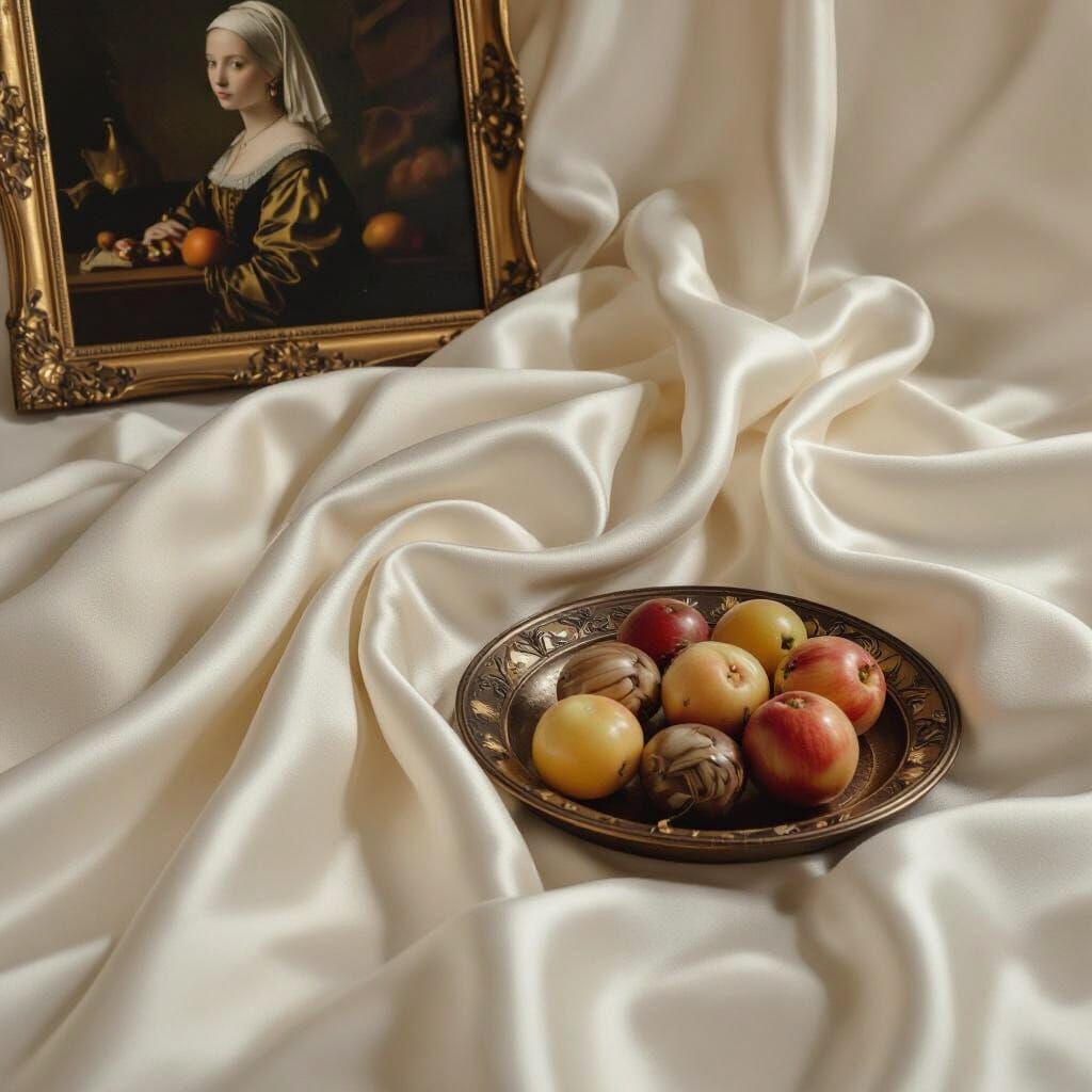 Ivory Silk Fabric in Renaissance Style