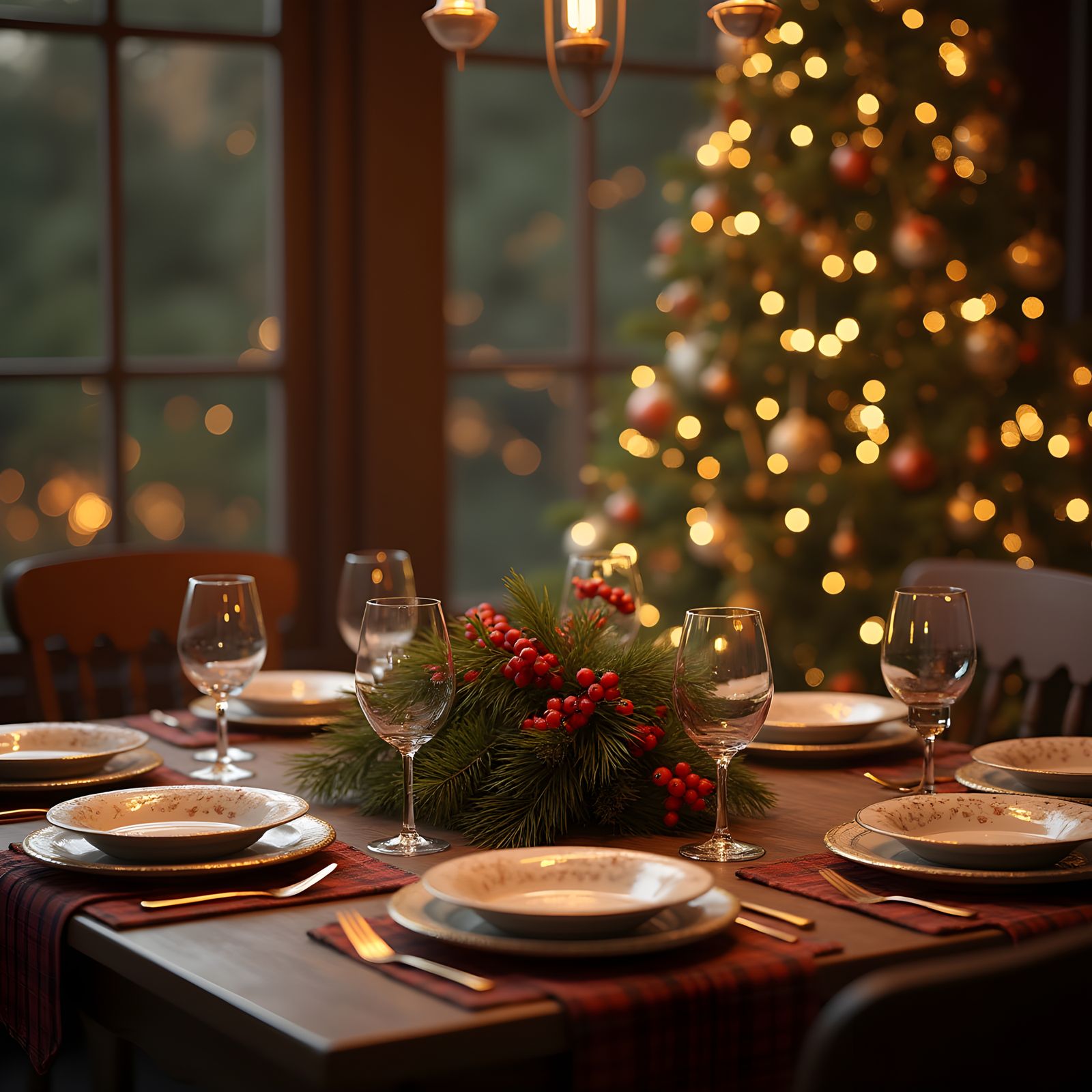 Festive Holiday Dining Table in Detailed Matte Painting