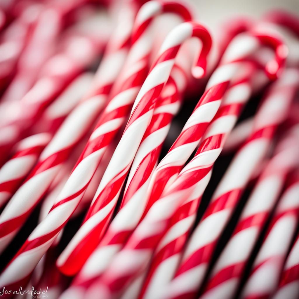Festive Candy Canes in Sharp Focus Photography