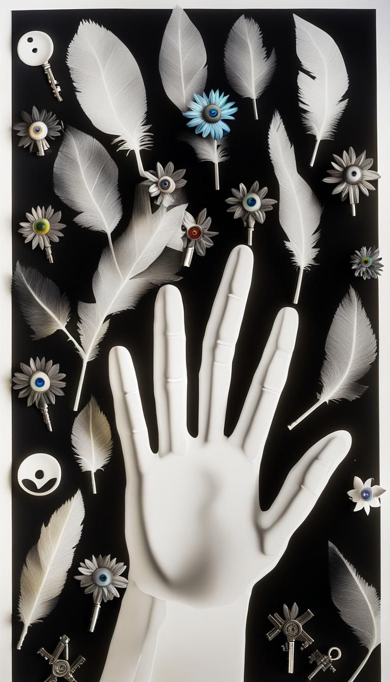 Surreal Gothic Keys and Objects in Crayon Style