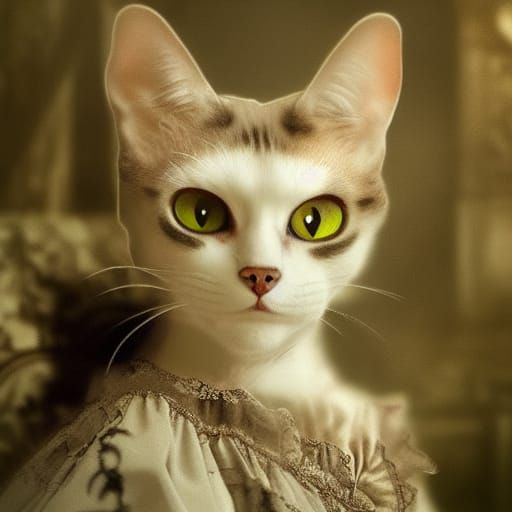Haunted Victorian Cat in Ethereal 3D