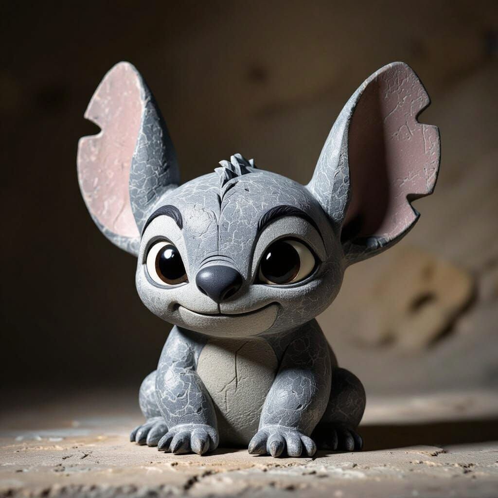 Stone Sculpture of Stitch Character