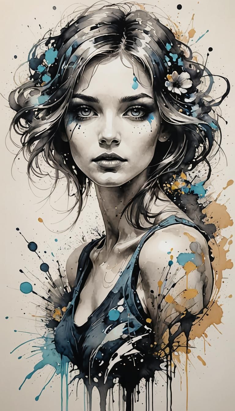 Art Deco Ink Art in Soft Pastels