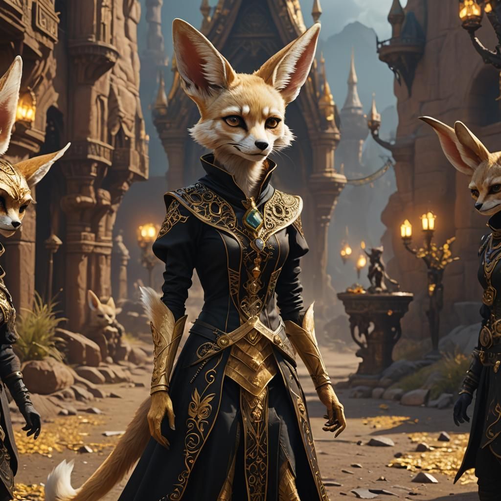 Anthropomorphic Fennec Fox Sorcerer in Detailed Matte Painti...