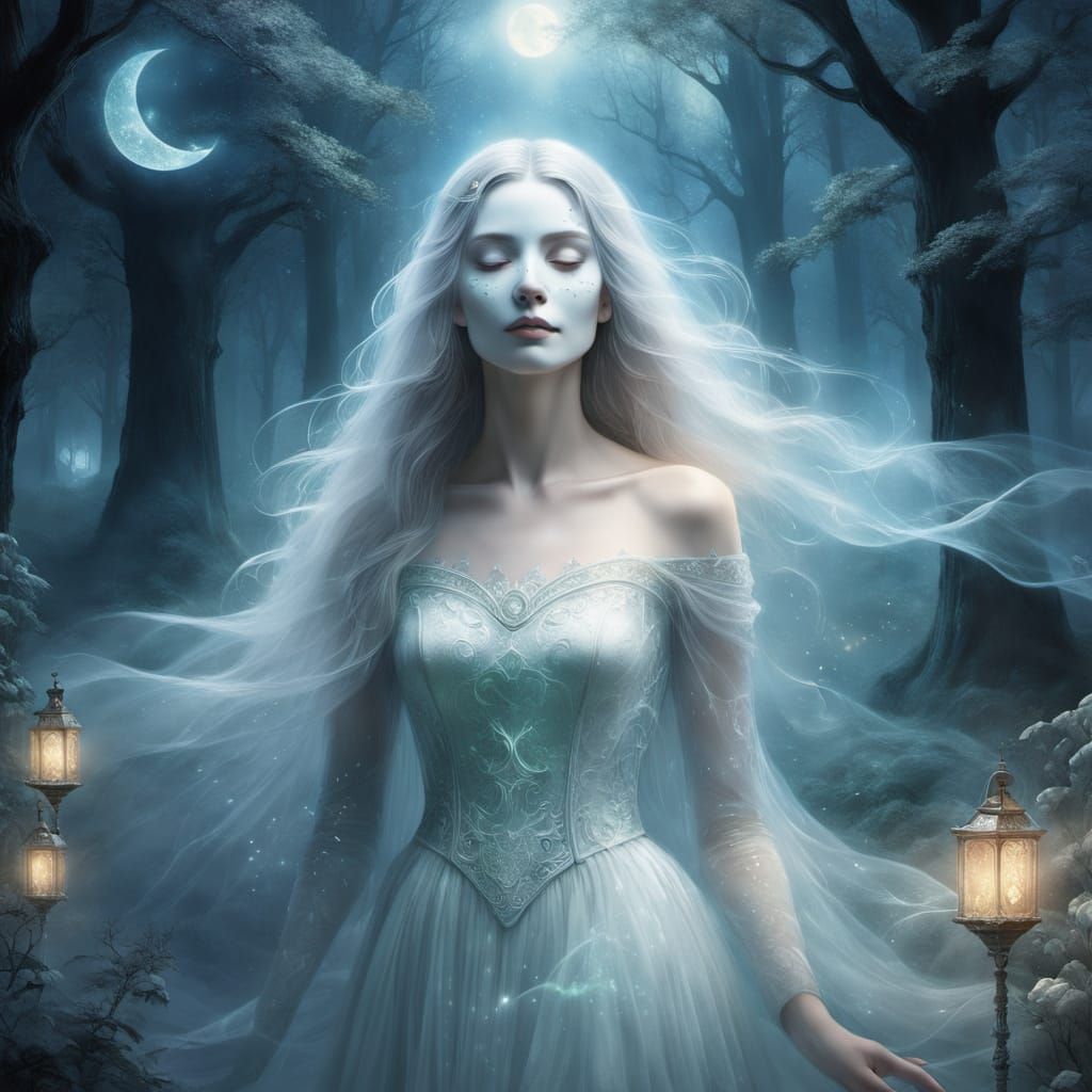 Spooky Beauty Face Mask Label with Fading Ghostly Figure