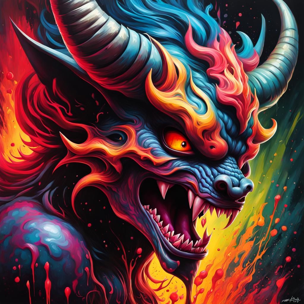 Female Demon of Anger in Graffiti Art Style