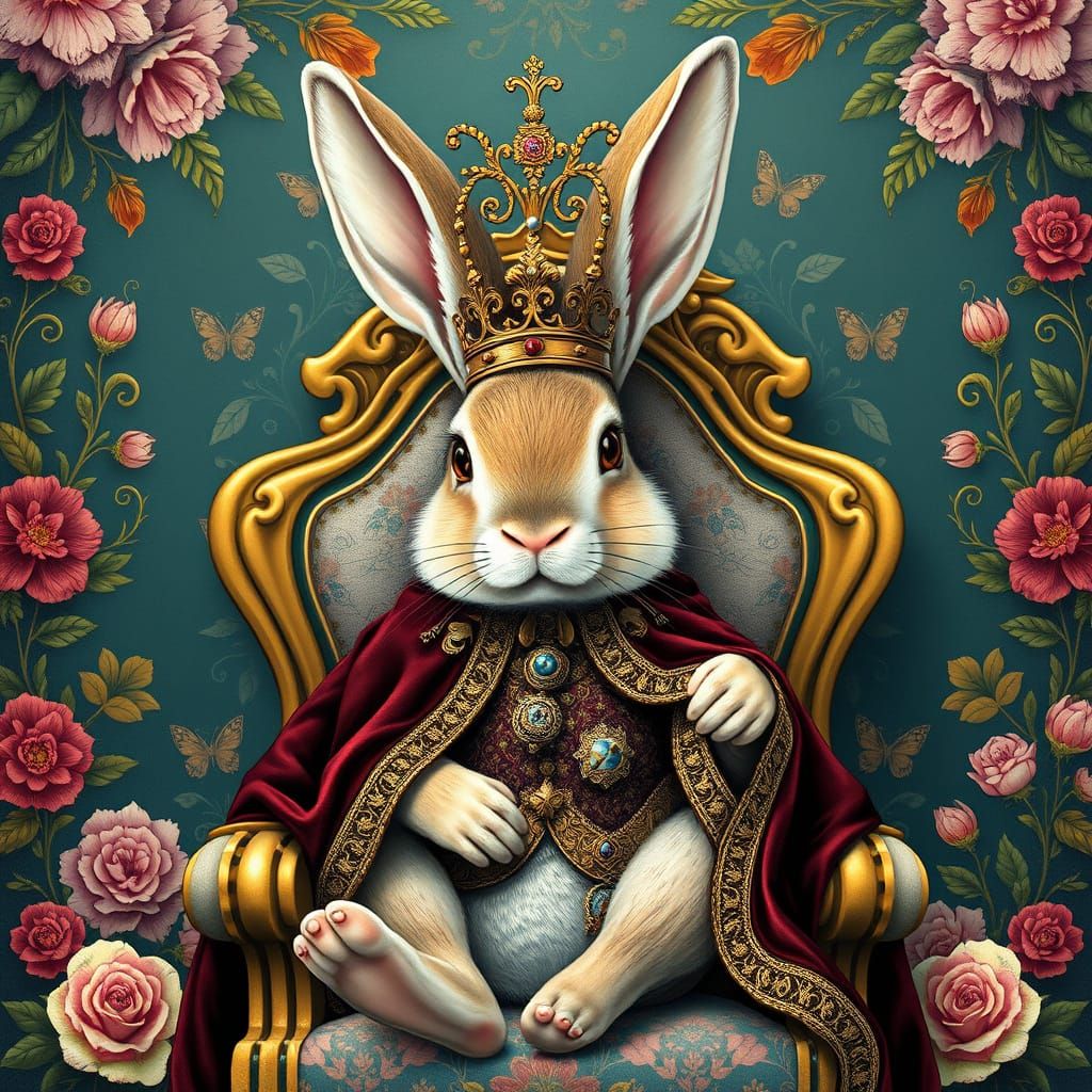 Velvet Bunny Queen in Floral Opulence